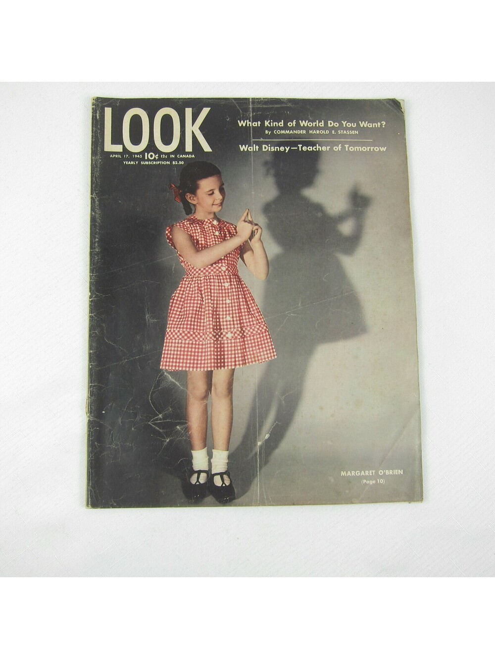 Vintage LOOK Magazine April 17 1945 Margaret O'Brien, Walt Disney, Donna Reed